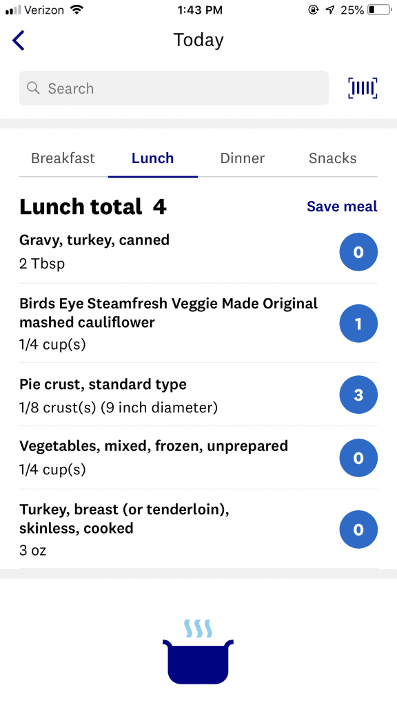 WW Point calculation for turkey pot pie