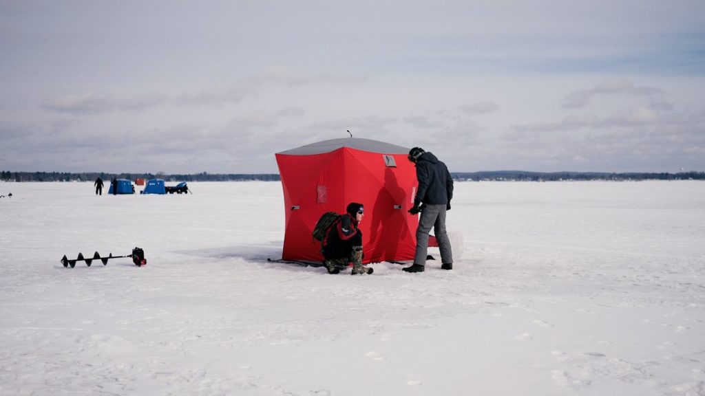 Ice fishing on Lake Cadillac
