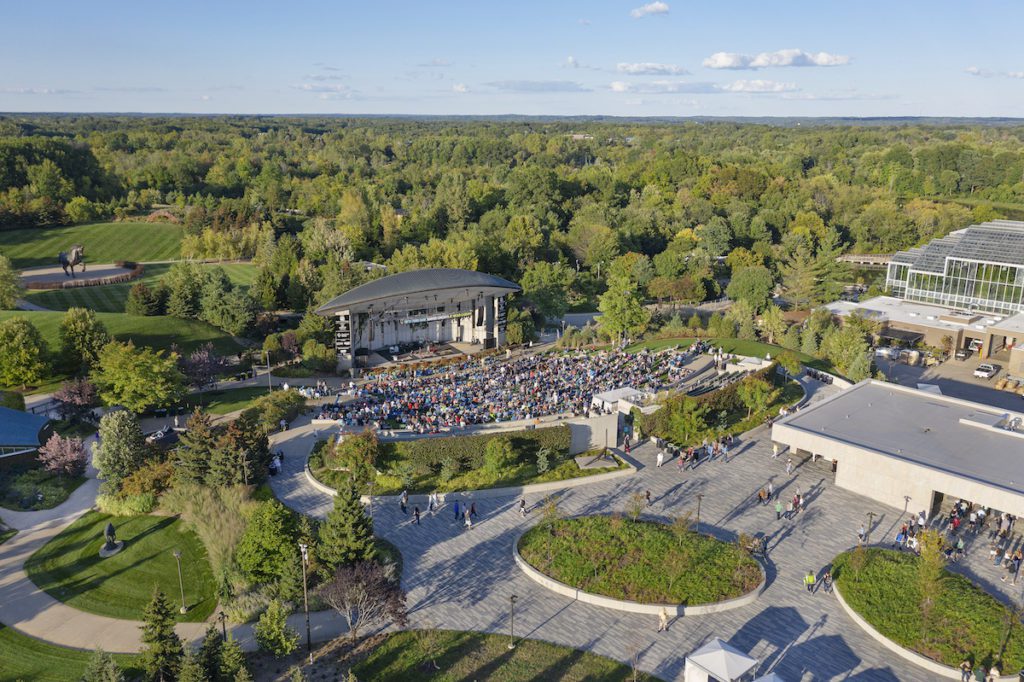 sky view of Meijer Gardens in Grand Rapids