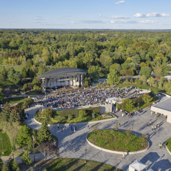 sky view of Meijer Gardens in Grand Rapids