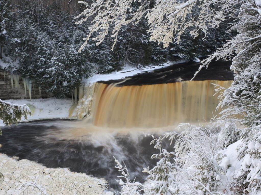 Michigan's Tahquamenon Falls in the winter.