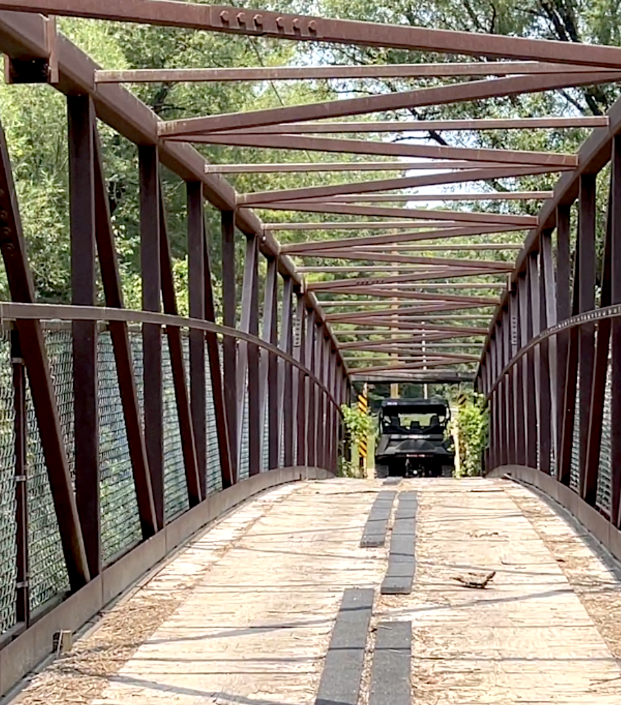 Metal bridge over the manistee river - ORV Trails Cadillac