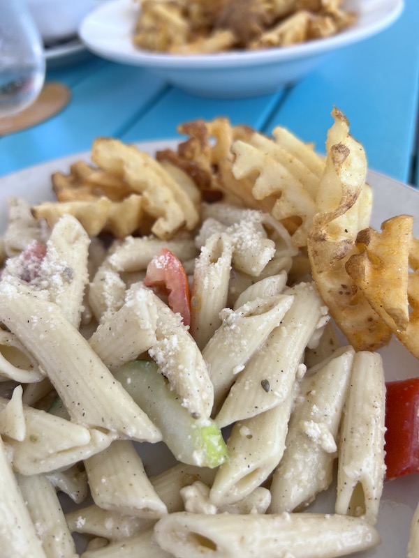 Pasta dish from Splash by the sea north topsail beach nc