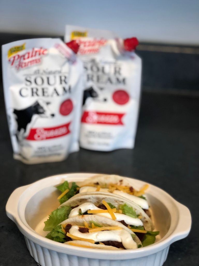 Prairie Farms Squeeze Sour Cream Pouch Street Tacos side