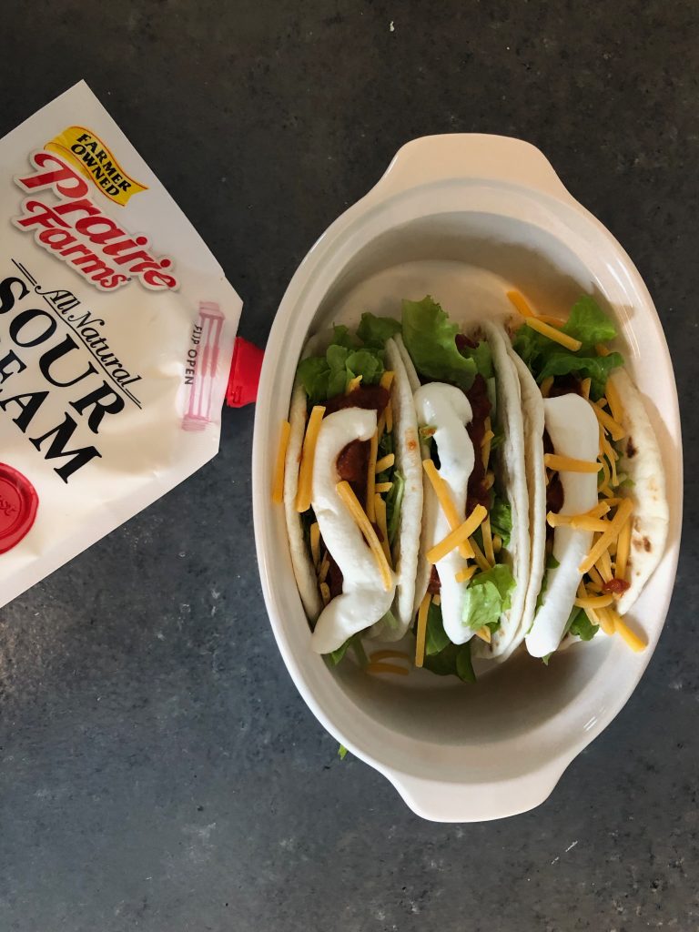 Prairie Farms Squeeze Sour Cream Pouch Street Tacos side