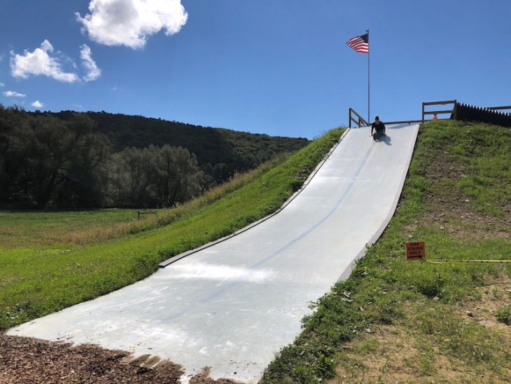 kids activities include this giant slide at pumpkinville in western ny