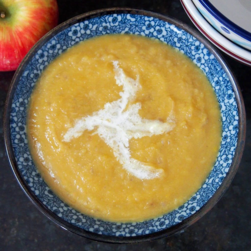 Roasted Apple And Acorn Squash Soup.