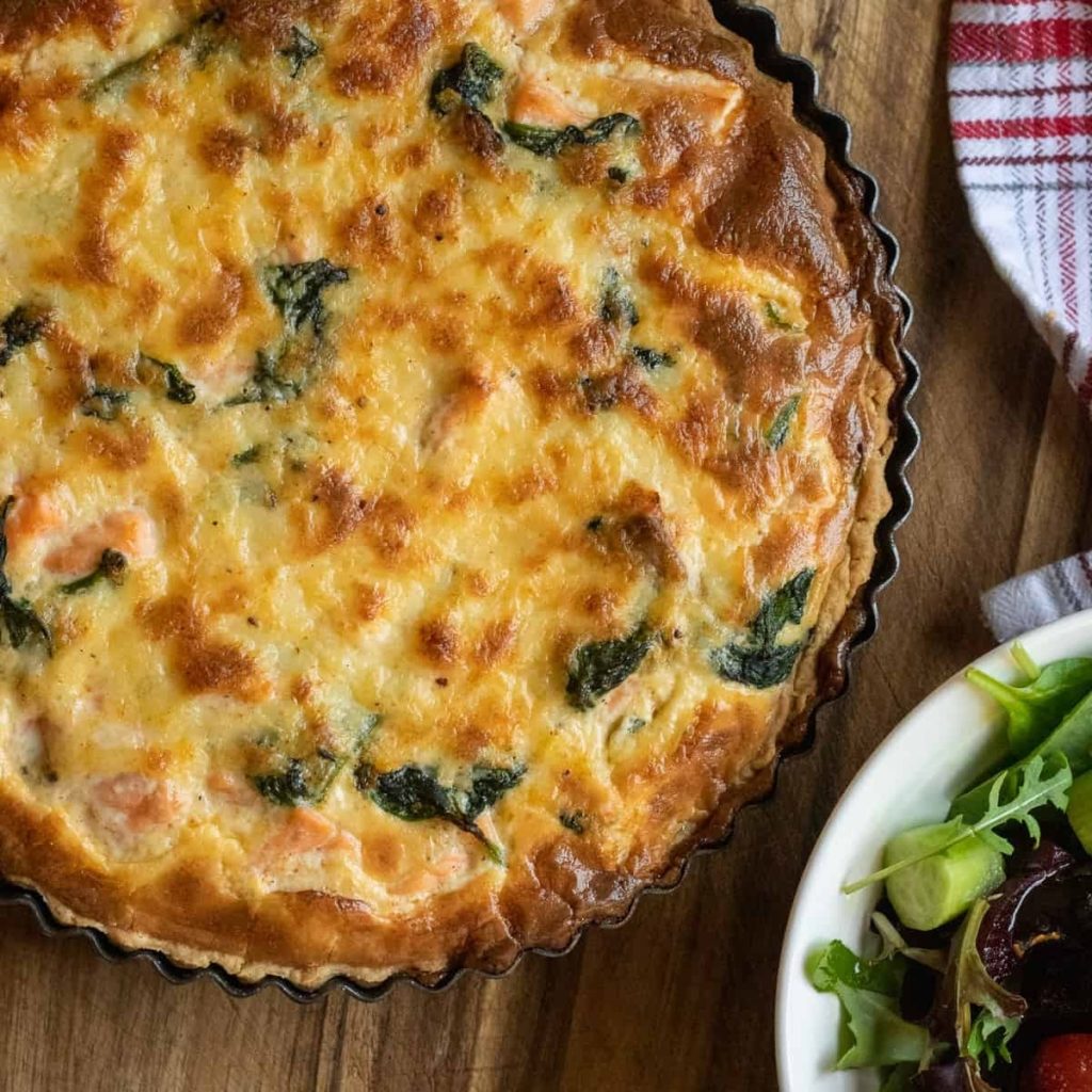 Salmon And Spinach Quiche.