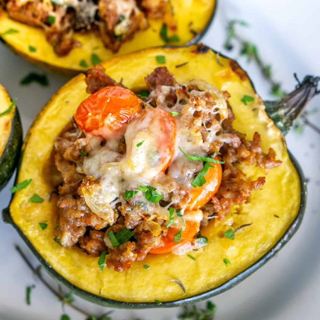 Sausage Stuffed Acorn Squash.