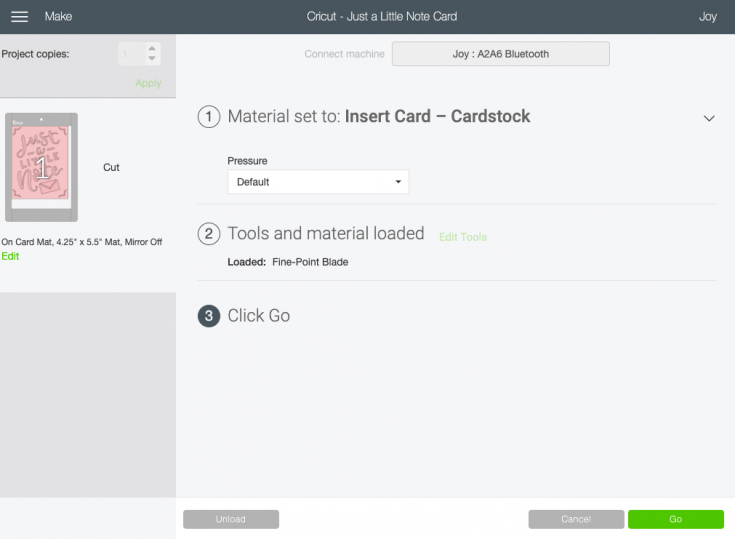 card making cricut joy