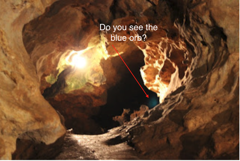 Inside a cave in Cave Spring Georgia with a blue orb captured on the photo. Ghost? Perhaps.