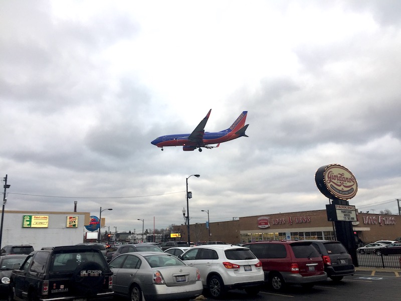 Southwest Airplane landing at Chicago airport