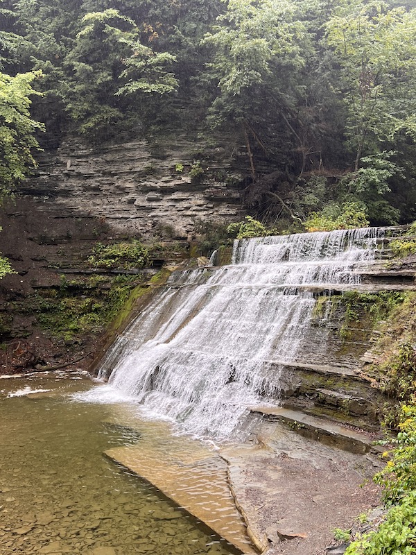 Hikes in the Finger Lakes Stony Brook State Park waterfall side view