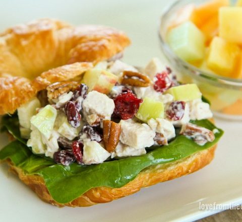 Photo of a turkey cranberry salad sandwich.