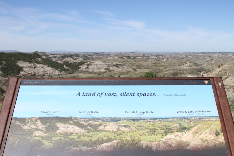 Butte Sign overlooking scenic view at Theodore Roosevelt National Park