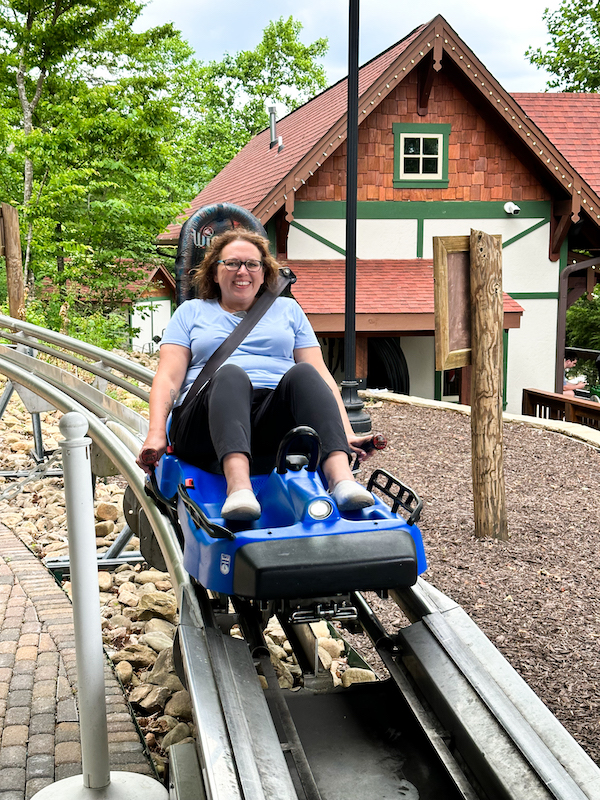 End of the ride on the Georgia Mountain Coaster