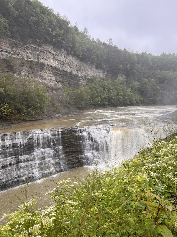 Hikes in the Finger Lakes lower falls at Letchworth State Park