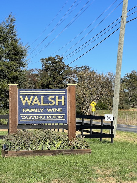 Walsh Family Winery Tasting Room Sign