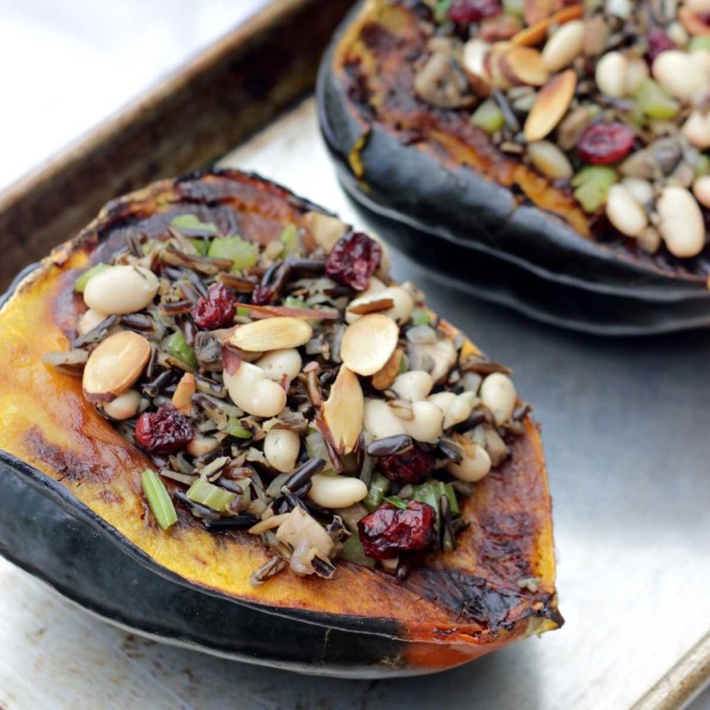 Wild Rice Stuffed Acorn Squash.