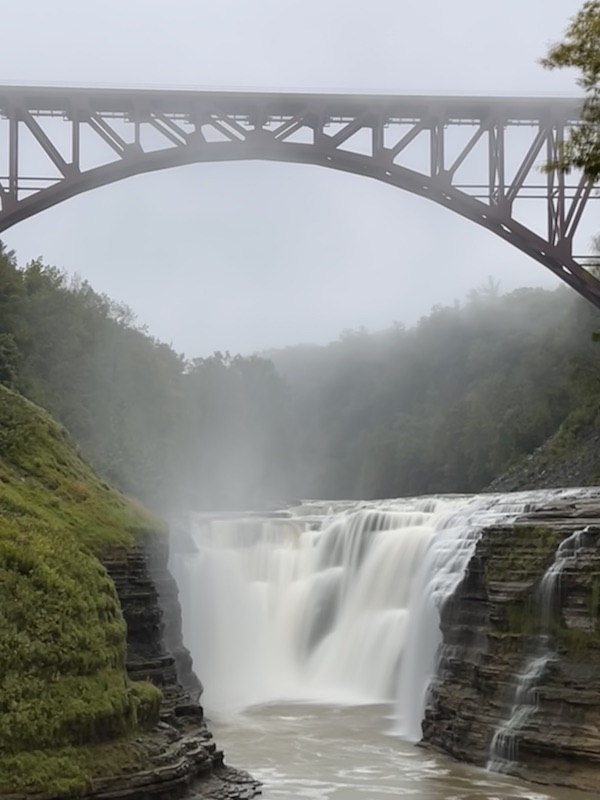 Hikes in the Finger Lakes close up of Upper falls at Letchworth State Park
