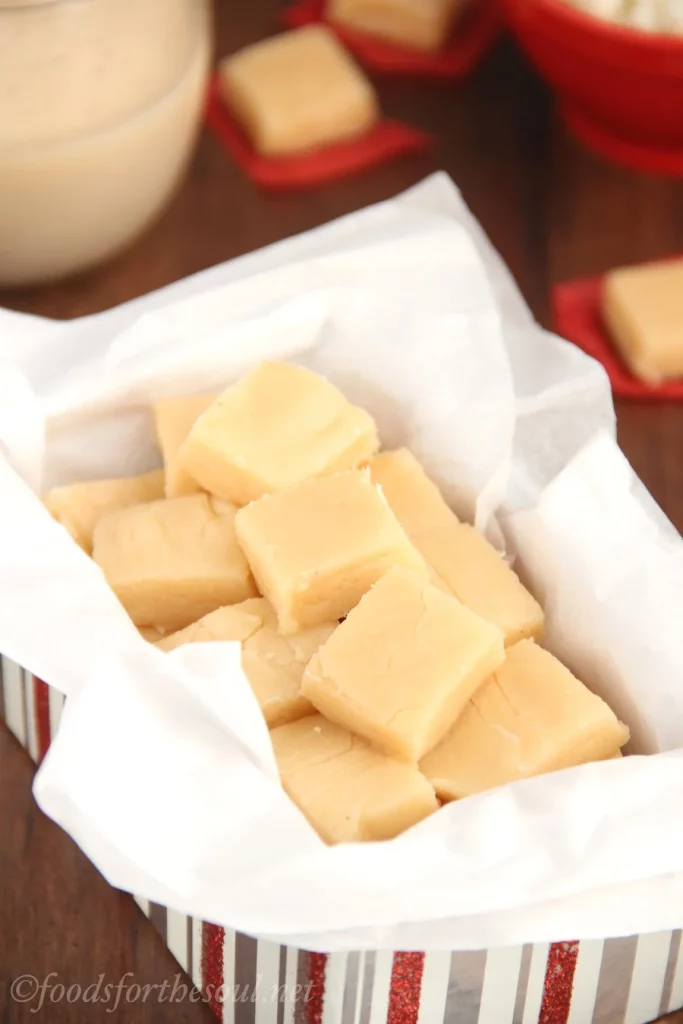 Photo of Eggnog Fudge from AmysHealthyBaking.com.