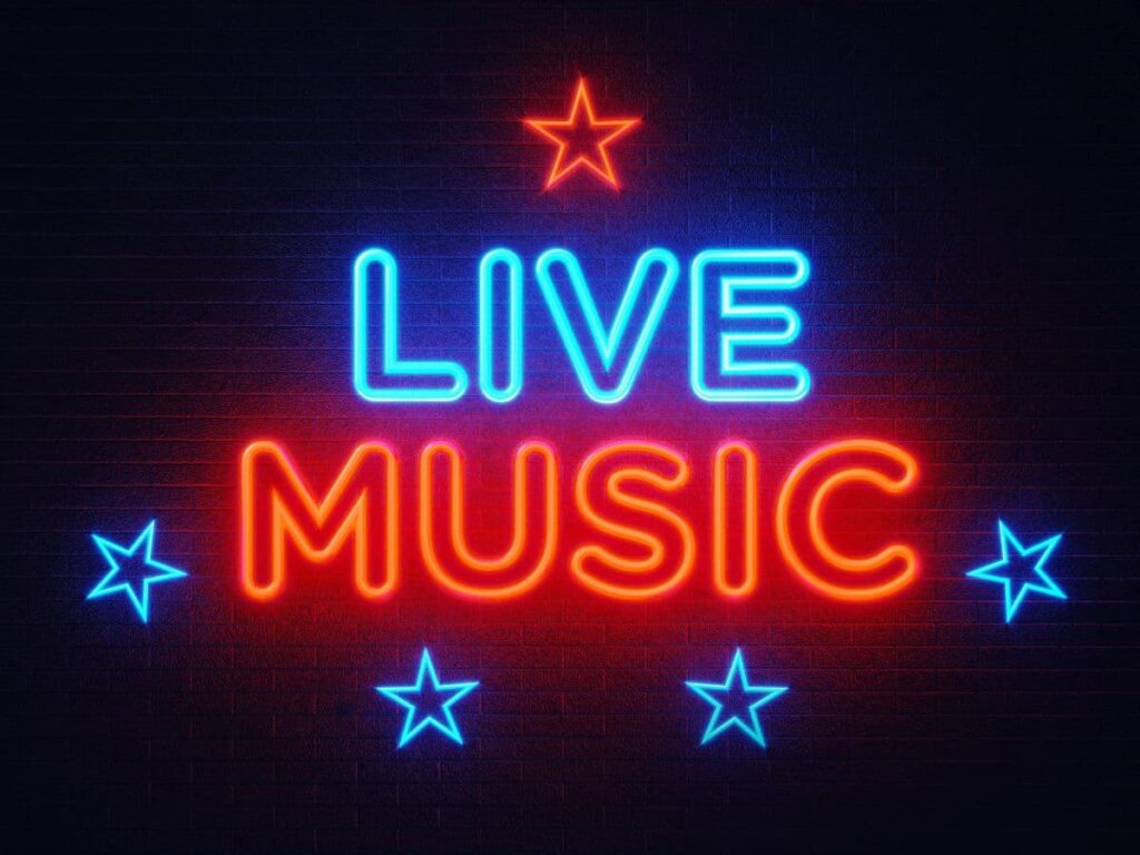 live music neon sign.