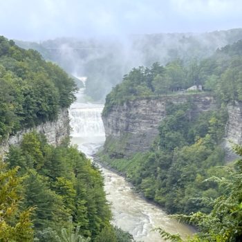 scenic view of upper and middle falls at Letchworth State Park